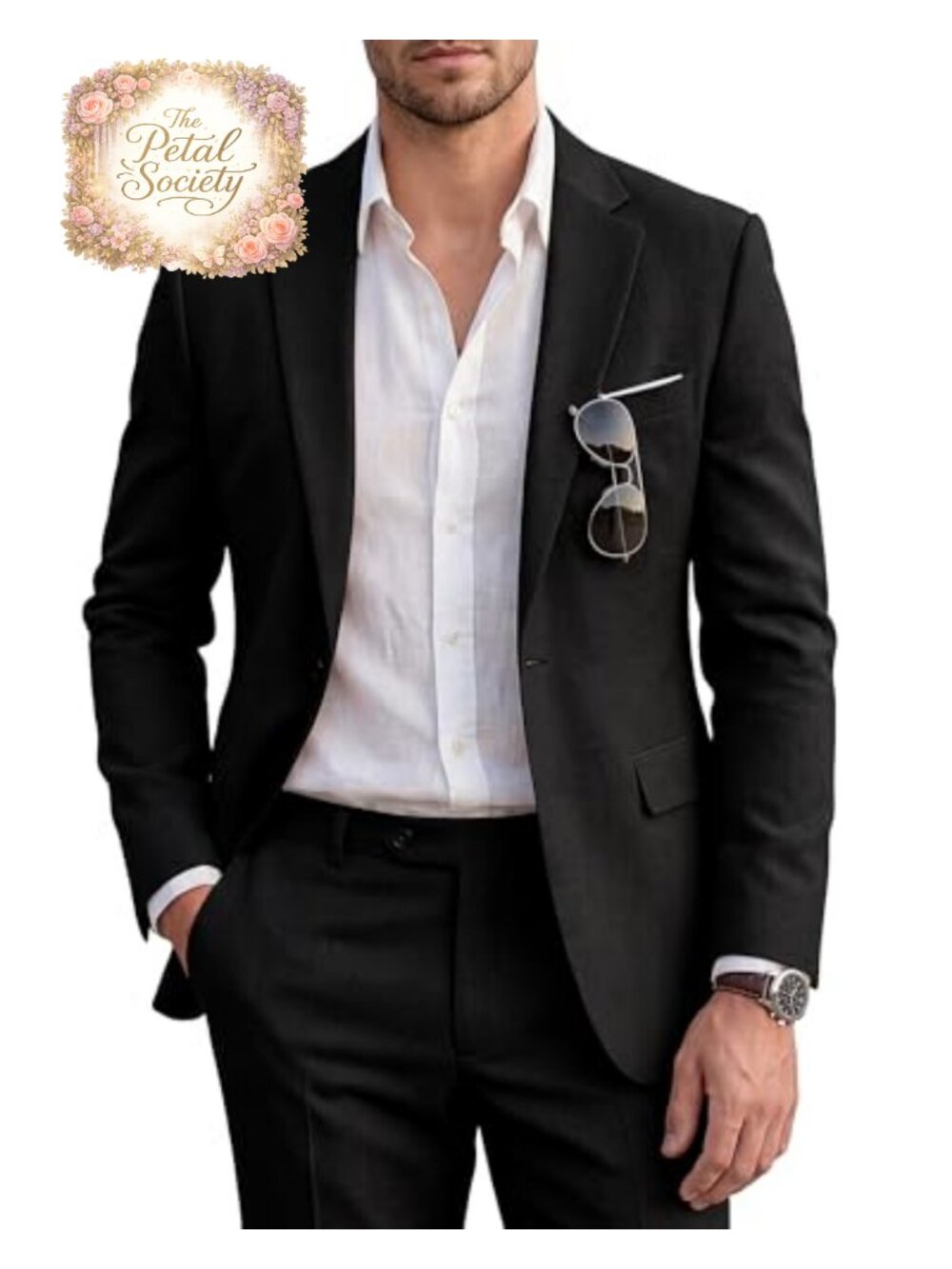 Men's Slim Fit 2 Piece Suit Polyester Viscose One Button Blazer Pants Set